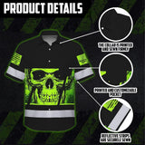 Hi Vis Hawaiian Shirt Reflective Neon Skull Custom Name Safety Workwear