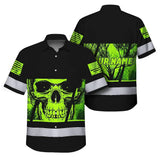 Hi Vis Hawaiian Shirt Reflective Neon Skull Custom Name Safety Workwear