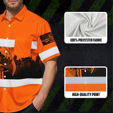 Hi Vis Hawaiian Shirt Reflective Orange Eagle USA Flag Custom Name Safety