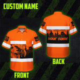 Hi Vis Hawaiian Shirt Reflective Orange Eagle USA Flag Custom Name Safety