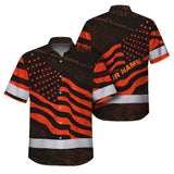 Hi Vis Hawaiian Shirt Reflective Orange Neon Independence USA Flag