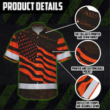 Hi Vis Hawaiian Shirt Reflective Orange Neon Independence USA Flag