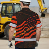 Hi Vis Hawaiian Shirt Reflective Orange Neon Independence USA Flag