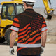 Orange Neon Independence USA Flag Hi-Vis Hawaiian Shirt