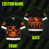 Hi Vis Hawaiian Shirt Reflective Orange Skull Custom Name Safety Workwear