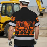 Hi Vis Hawaiian Shirt Reflective Orange Skull Custom Name Safety Workwear