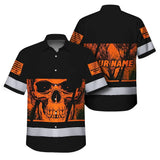 Hi Vis Hawaiian Shirt Reflective Orange Skull Custom Name Safety Workwear