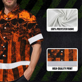Hi Vis Hawaiian Shirt Reflective Orange Skull US Flag Custom Name Safety