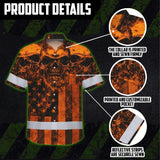 Hi Vis Hawaiian Shirt Reflective Orange Skull US Flag Custom Name Safety