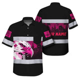 Hi Vis Hawaiian Shirt Reflective Pink Eagle USA Custom Name Safety Workwear