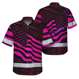 Hi Vis Hawaiian Shirt Reflective Pink Neon Independence USA Flag