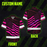 Hi Vis Hawaiian Shirt Reflective Pink Neon Independence USA Flag