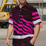 Hi Vis Hawaiian Shirt Reflective Pink Neon Independence USA Flag