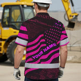Hi Vis Hawaiian Shirt Reflective Pink Neon Independence USA Flag