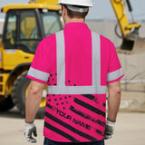 Hi Vis Hawaiian Shirt Reflective Pink Neon USA Flag Custom Name Safety