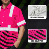 Hi Vis Hawaiian Shirt Reflective Pink Neon USA Flag Custom Name Safety
