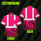 Hi Vis Hawaiian Shirt Reflective Pink Neon USA Flag Custom Name Safety
