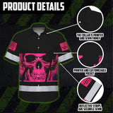 Hi Vis Hawaiian Shirt Reflective Pink Skull Custom Name Safety Workwear