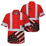 Hi Vis Hawaiian Shirt Reflective Red US Flag Paint Safety Workwear