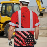 Hi Vis Hawaiian Shirt Reflective Red US Flag Paint Safety Workwear