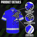 Hi Vis Hawaiian Shirt Reflective Scratch Blue Neon US Flag Custom Name