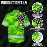 Hi Vis Hawaiian Shirt Reflective Scratch Green Camo Neon US Flag Custom Name