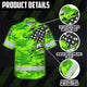 Scratch Green Camo Neon US Flag Hi-Vis Hawaiian Shirt