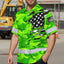 Scratch Green Camo Neon US Flag Hi-Vis Hawaiian Shirt