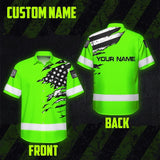 Hi Vis Hawaiian Shirt Reflective Scratch Green Neon US Flag