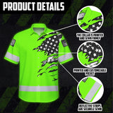 Hi Vis Hawaiian Shirt Reflective Scratch Green Neon US Flag