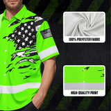Hi Vis Hawaiian Shirt Reflective Scratch Green Neon US Flag