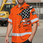 Scratch Orange Neon US Flag Hi-Vis Hawaiian Shirt
