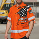 Scratch Orange Neon US Flag Hi-Vis Hawaiian Shirt
