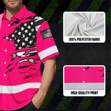 Hi Vis Hawaiian Shirt Reflective Scratch Pink Neon US Flag Custom Name
