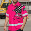 Scratch Pink Neon US Flag Hi-Vis Hawaiian Shirt