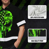 Hi Vis Hawaiian Shirt Reflective Skull US Flag Camo Neon 2 Custom Name Safety