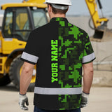 Hi Vis Hawaiian Shirt Reflective Skull US Flag Camo Neon 2 Custom Name Safety