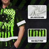 Hi Vis Hawaiian Shirt Reflective Skull USA Flag Green Neon Safety Workwear