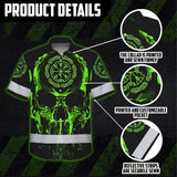 Hi Vis Hawaiian Shirt Reflective Skull Viking Symbol Green Neon Custom Name For Workers, Runners, Truckers, Skull Lovers