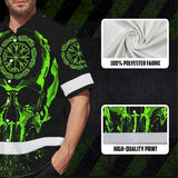 Hi Vis Hawaiian Shirt Reflective Skull Viking Symbol Green Neon Custom Name For Workers, Runners, Truckers, Skull Lovers