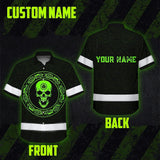 Hi Vis Hawaiian Shirt Reflective Skull Viking Symbol Green Neon Custom Name Safety