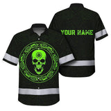 Hi Vis Hawaiian Shirt Reflective Skull Viking Symbol Green Neon Custom Name Safety