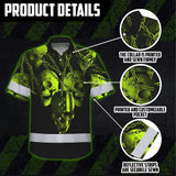 Hi Vis Hawaiian Shirt Reflective Skull With Chain Custom Name Safety Workwear