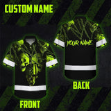 Hi Vis Hawaiian Shirt Reflective Skull With Chain Custom Name Safety Workwear