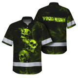 Hi Vis Hawaiian Shirt Reflective Skull With Smoke Custom Name Safety Workwear