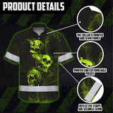 Hi Vis Hawaiian Shirt Reflective Skull With Smoke Custom Name Safety Workwear