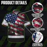 Hi Vis Hawaiian Shirt Reflective Smoke USA Flag Red Blue Safety Workwear For Workers, Truckers, Operators