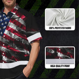 Hi Vis Hawaiian Shirt Reflective Smoke USA Flag Red Blue Safety Workwear For Workers, Truckers, Operators