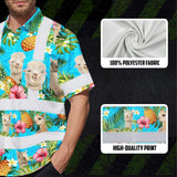 Hi Vis Hawaiian Shirt Reflective Tapes Alpaca Flowers Custom Name Safety Workwear For Workers, Truckers, Operators