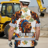 Hi Vis Hawaiian Shirt Reflective Tapes Bear Native Custom Name Safety Workwear For Workers, Truckers, Operators